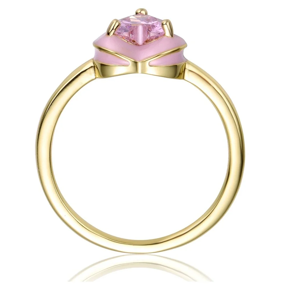 Rachel Glauber Heart Stacking Ring Women 14k Gold Plated‎ Pink CZ Enamel Gold 7
